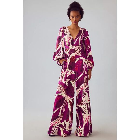 Anthropologie Hutch Deep-V Wide-Leg Jumpsuit